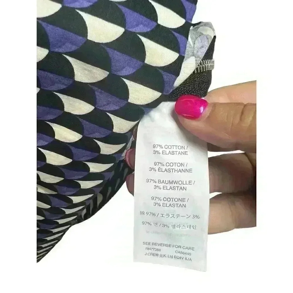 J.Crew Jet Set Geo Shift Dress Size 2 Size Zipper Accent Geometric Print - Picture 9 of 11
